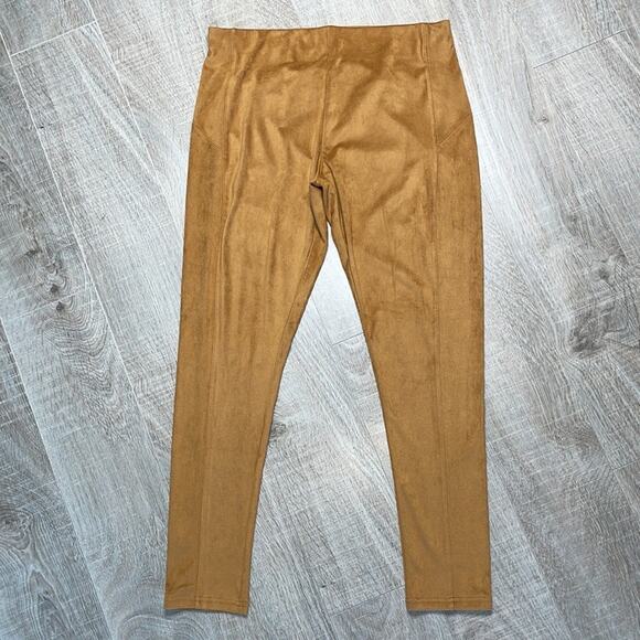 NORDSTROM Camel Faux Suede Elastic Waist Skinny Pants Women’s Size Large - Picture 4 of 9